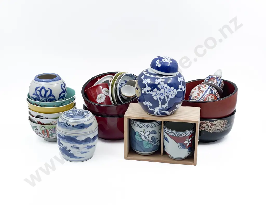 Collection Assorted Asian Ceramics and Lacquered Wares Image 1++
