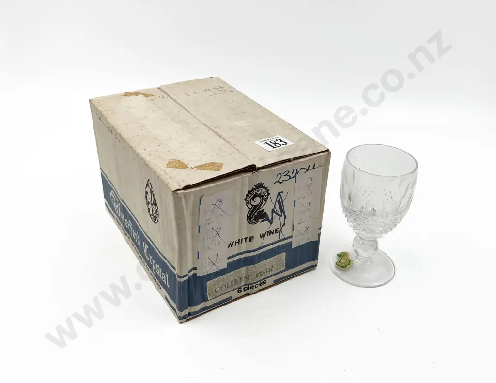 Boxed Six Waterford Colleen Pattern White Wine Image 1++