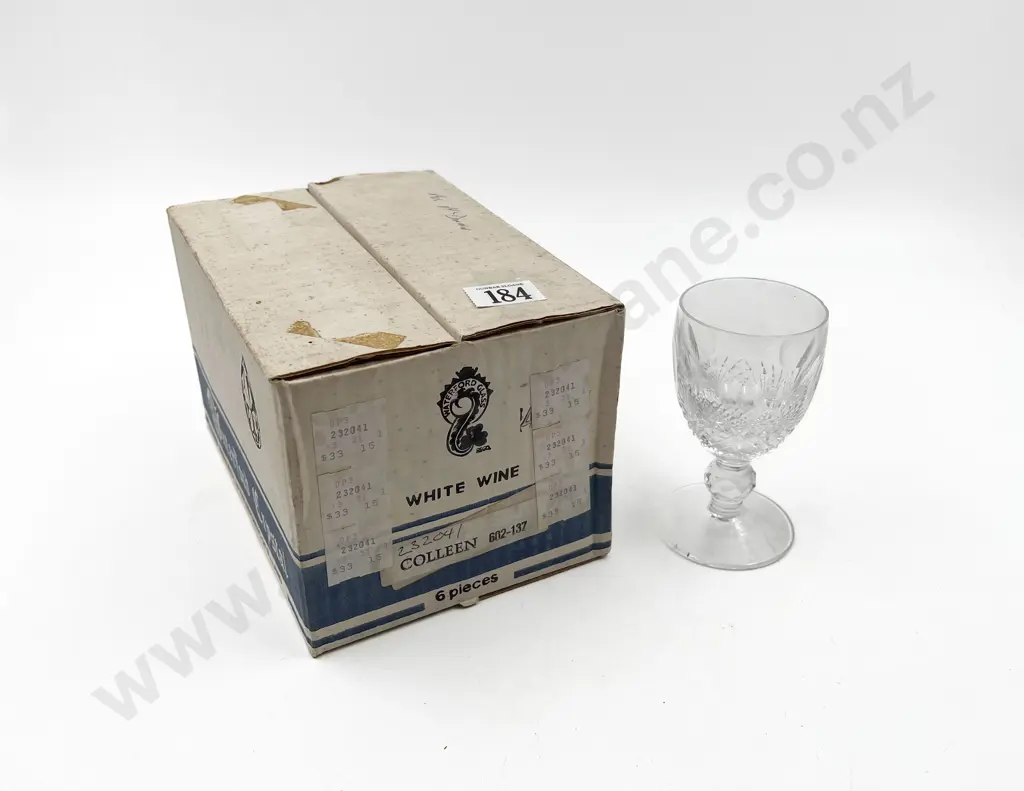 Boxed Six Waterford Colleen Pattern White Wine Image 1++