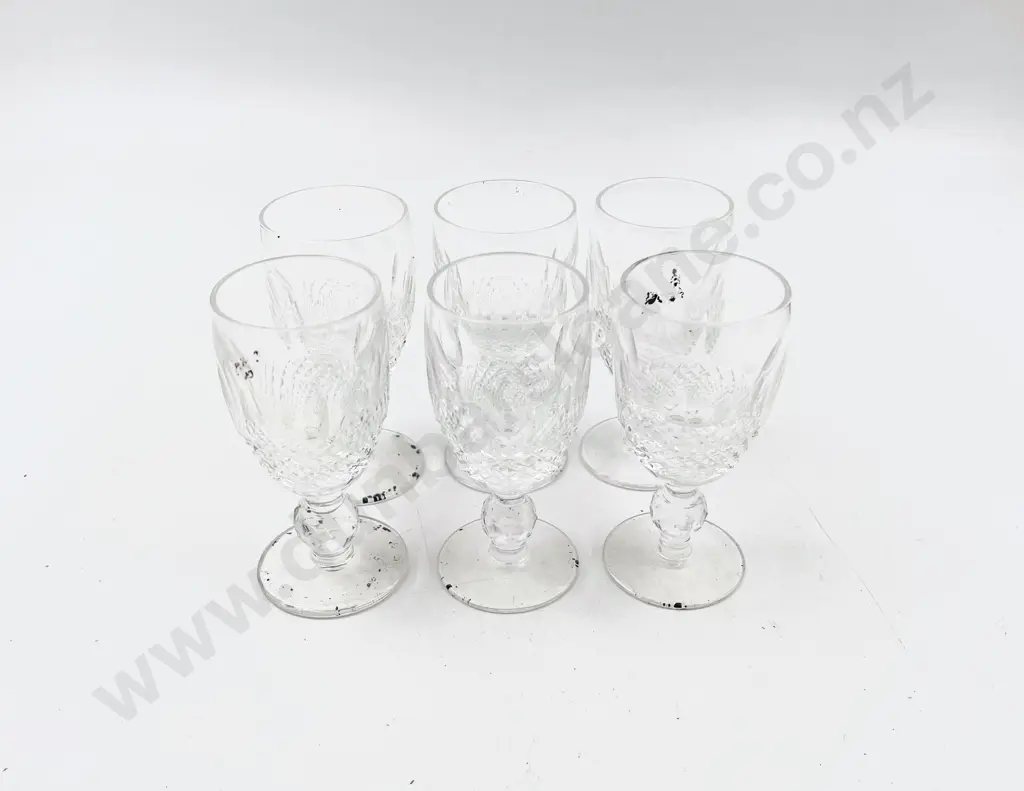 Six Waterford Crystal Colleen Pattern Sherry Goblets Image 1++