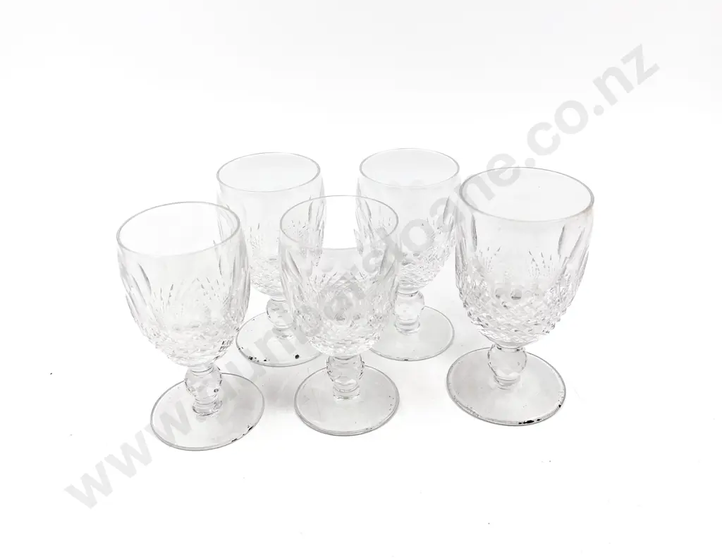 Four Waterford Crystal Colleen Pattern White Wine Goblets & Single Red Wine Image 1++