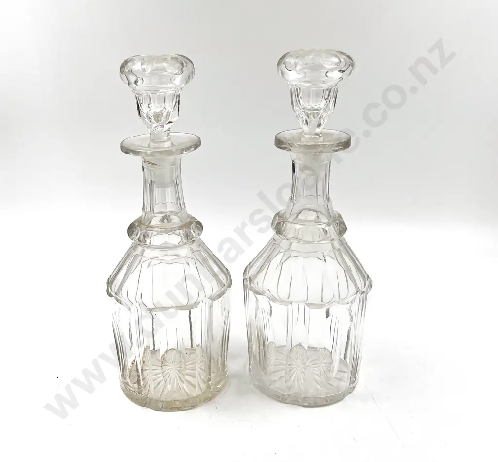 Pair Mid C19th Glass Wine Decanters Image 1++