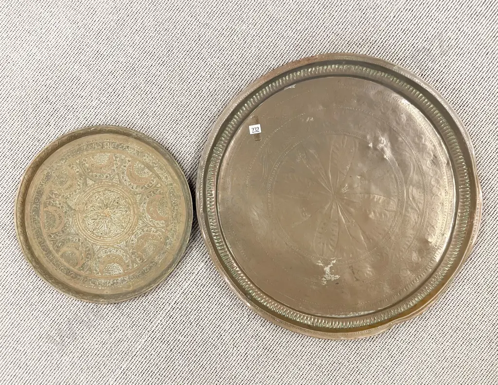 Large Copper Indian Tray & Smaller Image 1++