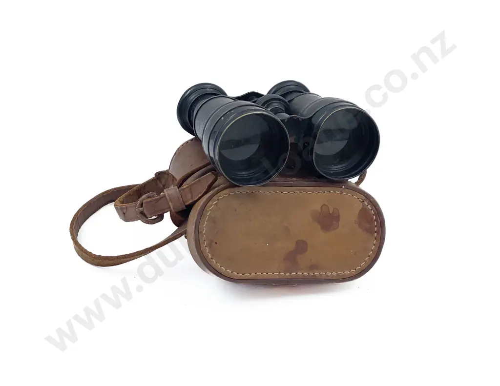 French WWI Period Field Glasses and Leather Case Image 1++