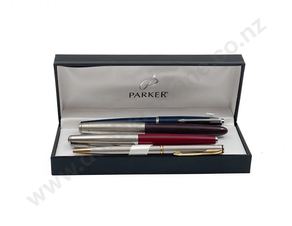 Three Various Parker Fountain Pens and Insignia Ball Point Image 1++