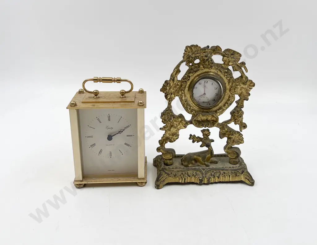Modern Quartz Carriage Clock & Gilt Metal Pocket Watch Night Stand & Watch Image 1++