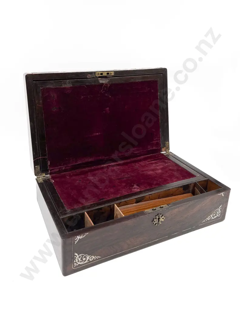 Victorian Rosewood MOP Inlaid Writing Box Image 1++