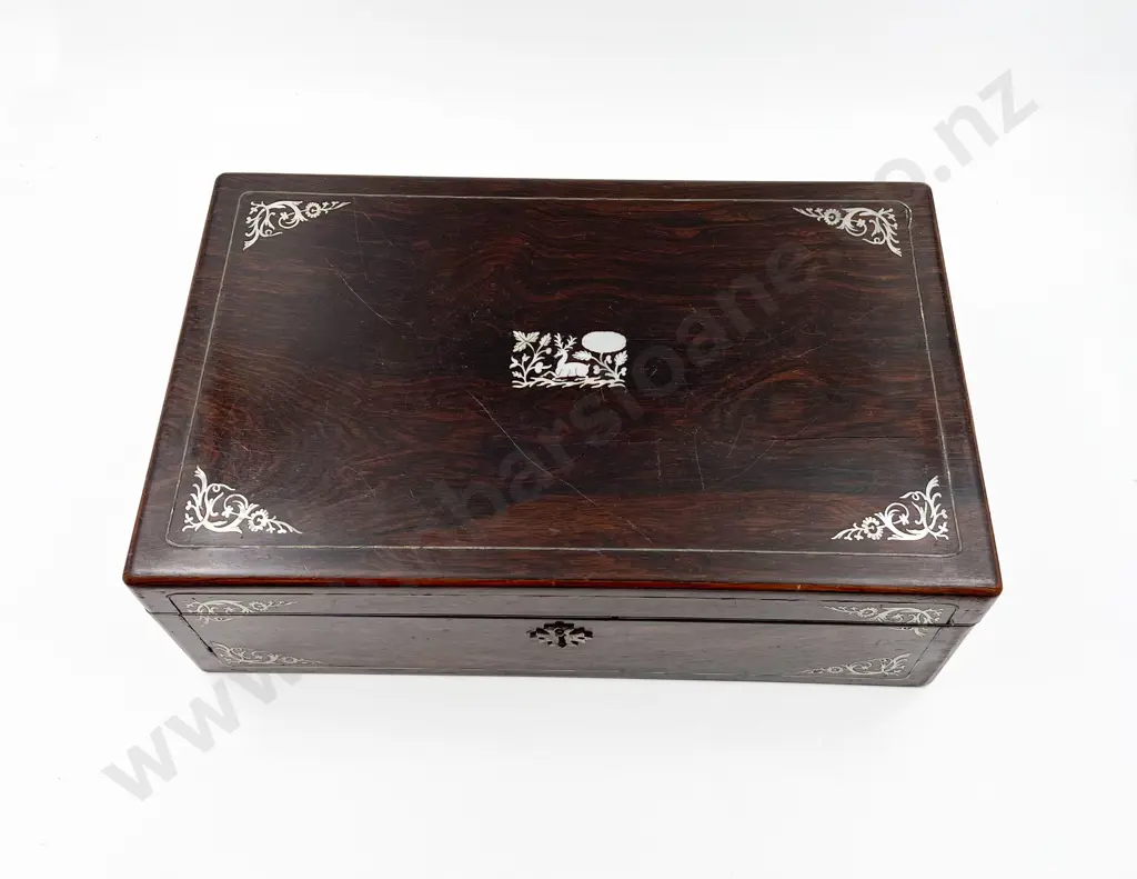 Victorian Rosewood MOP Inlaid Writing Box Image 1++
