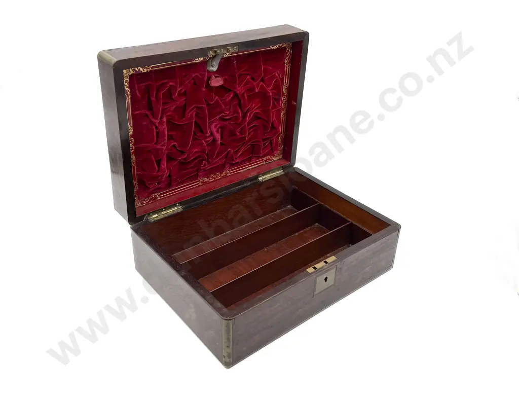 Victorian Rosewood Brass Bound Work Box Image 1++