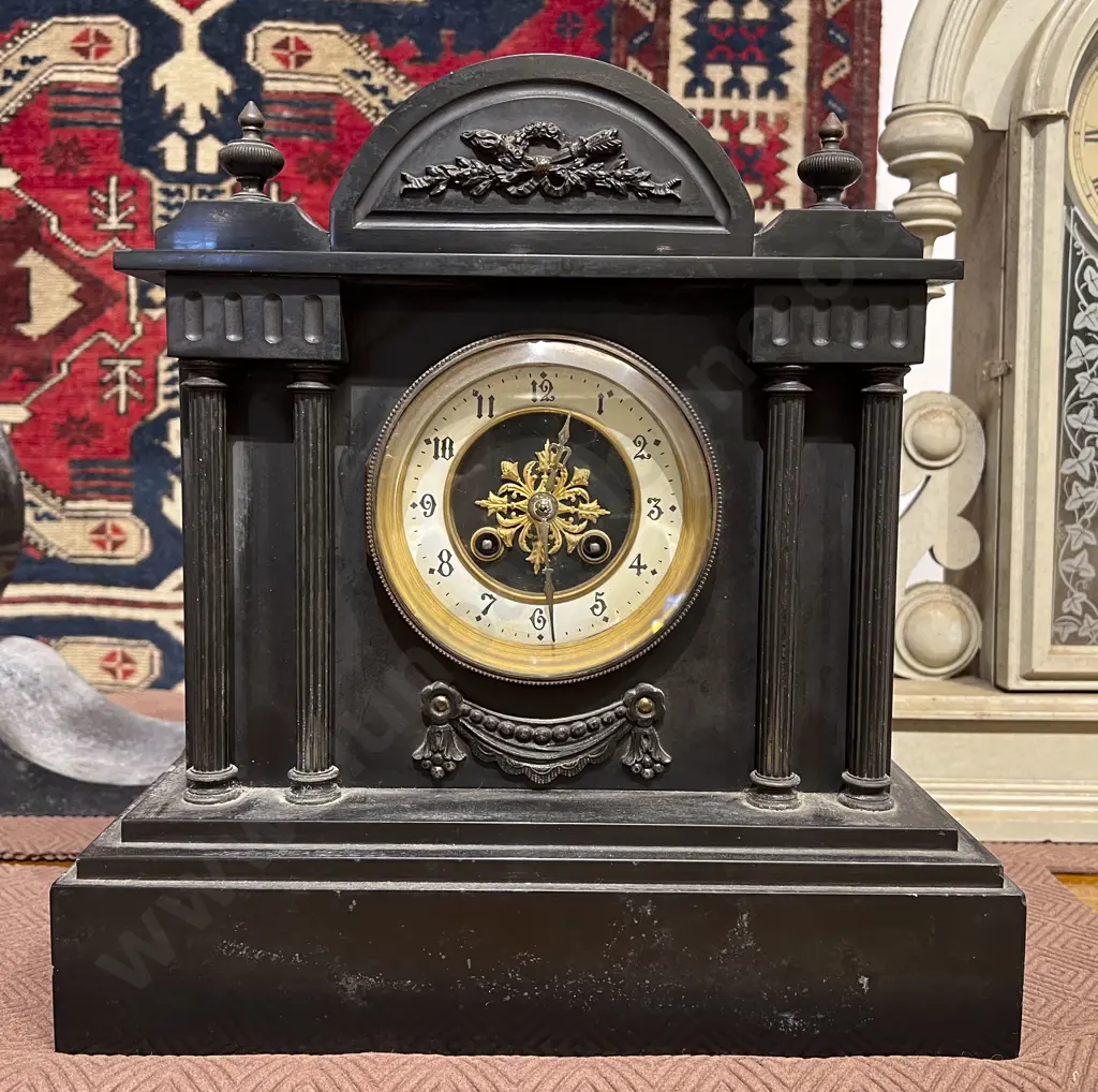 Victorian Slate Architectural Mantle Clock Image 1++