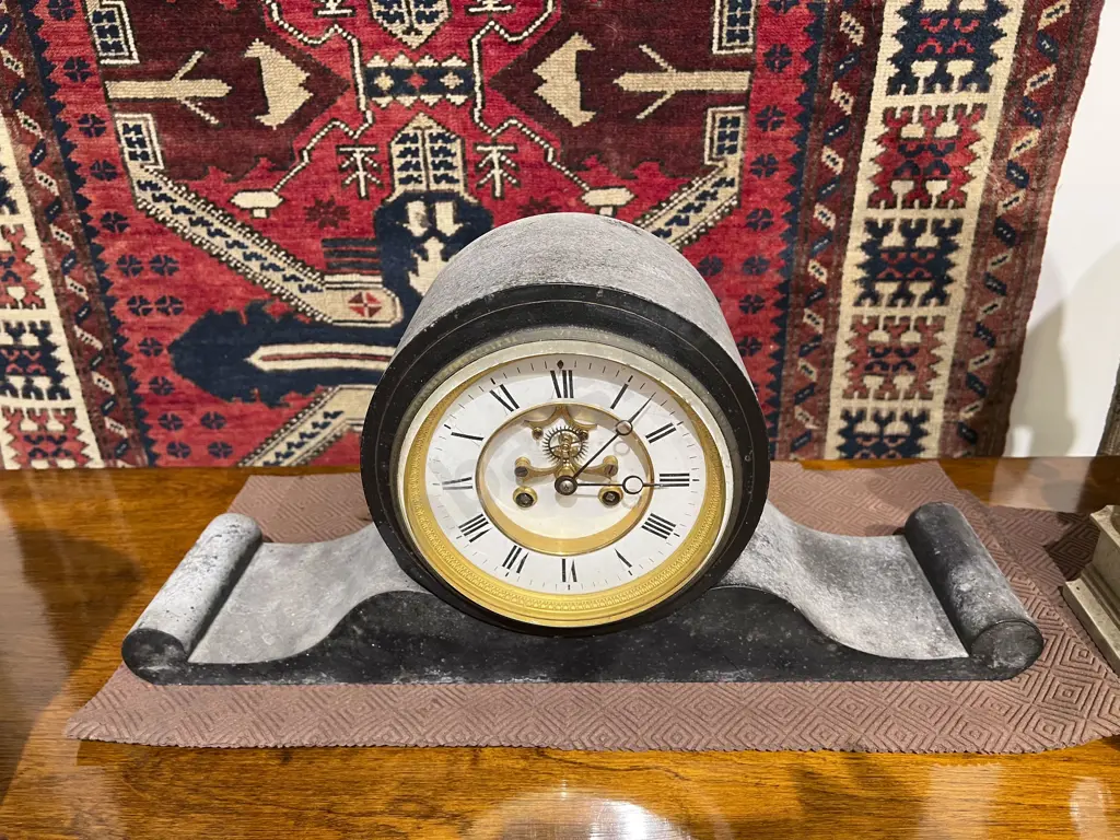 Victorian Slate Balloon Dial Mantle Clock Image 1++