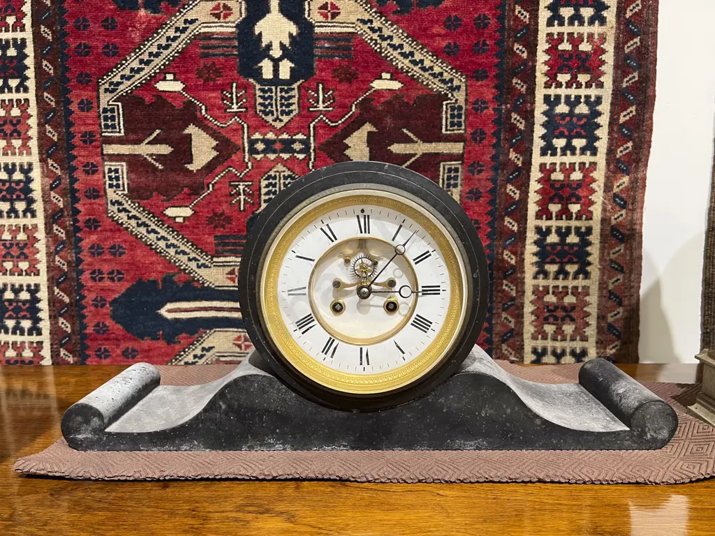 Victorian Slate Balloon Dial Mantle Clock Image 1++