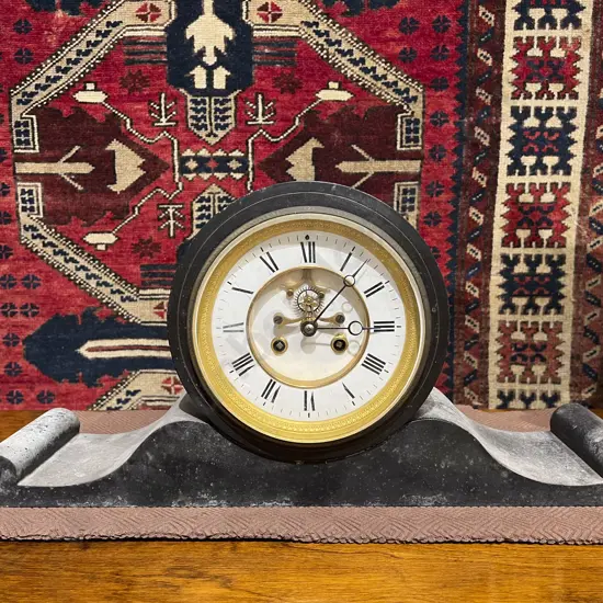 Victorian Slate Balloon Dial Mantle Clock