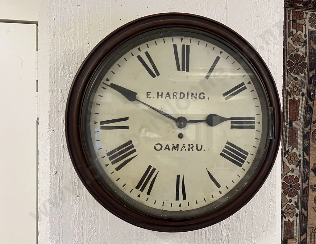 Railway Balloon Dial Wall Clock for E Harding Oamaru Image 1++
