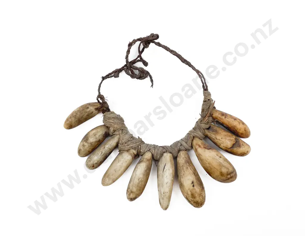 Rare 18th Century Fijian Chiefs Whale Tooth Necklace (Wasekaseka) Image 1++