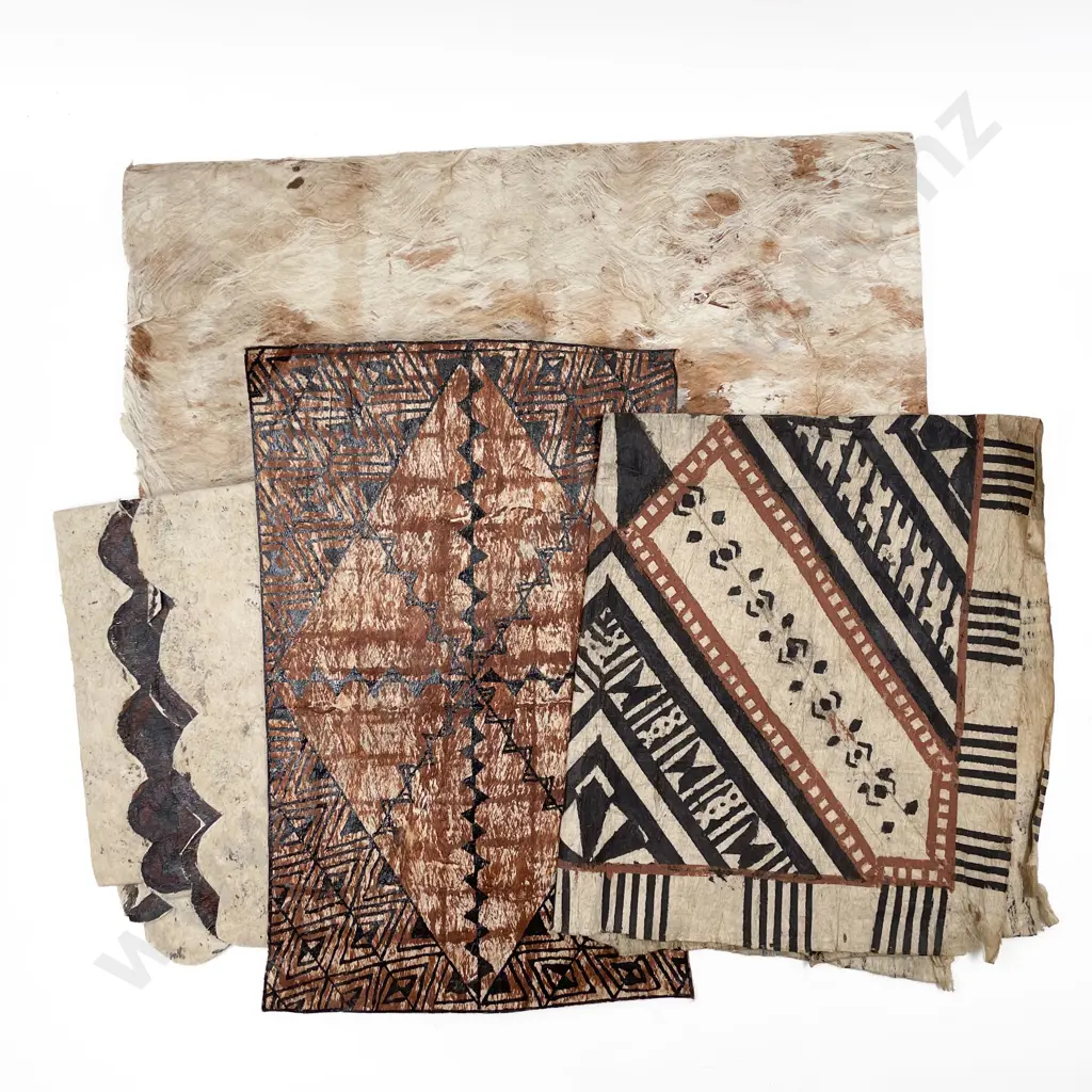 Four Tapa Cloth Pieces Image 1++