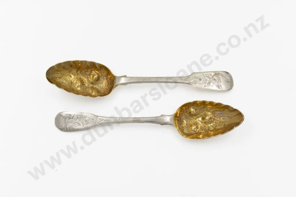 A Near Pair Of C19th S/S Berry Spoons Image 1++
