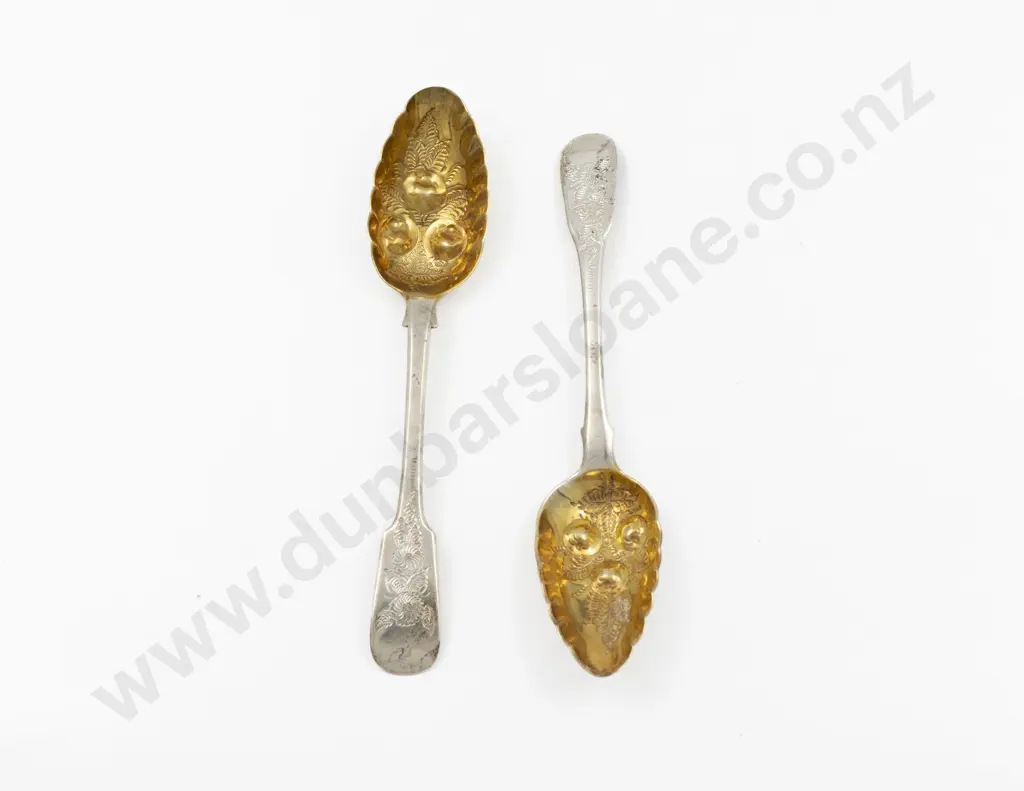 A Near Pair Of C19th S/S Berry Spoons Image 1++