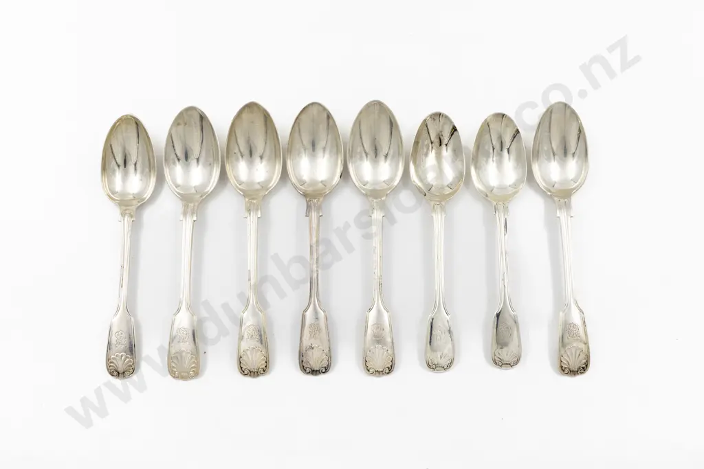 Composed Set Of 8 C19th S/S Dessert Spoons Image 1++