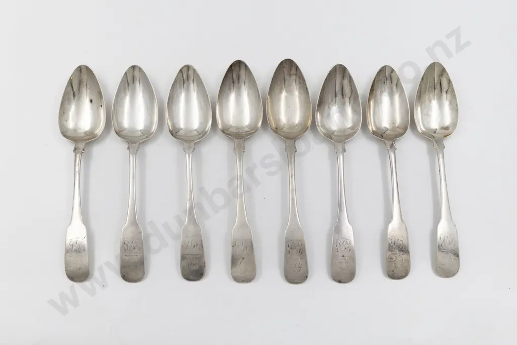 Set Of 8 Geo III Irish S/S Tablespoons Image 1++