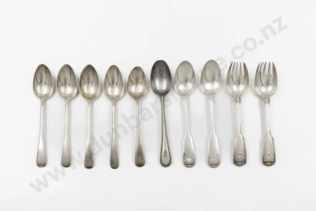 8 Various S/S Teaspoons & 2 Forks Image 1++