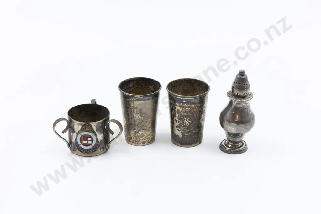 Small Pair Vict S/S Gilt Beakers Image 1++