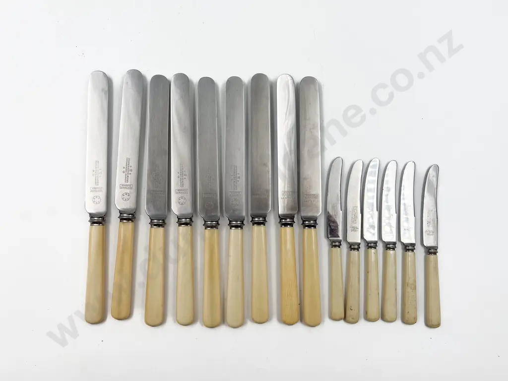 9 Vintage Bone Handled Tableknives Image 1++