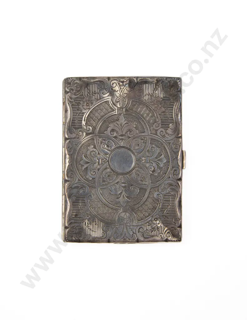 Victorian All Bright Cut Engraved Calling Card Case Image 1++