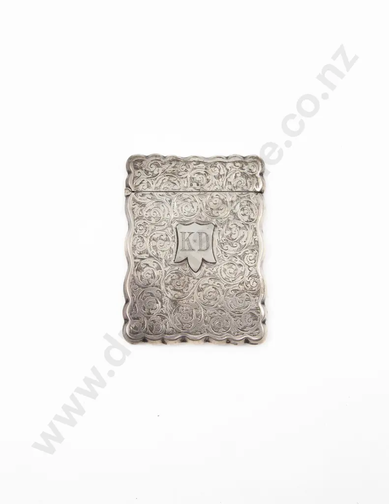 Victorian All Bright Cut Engraved Calling Card Case Image 1++
