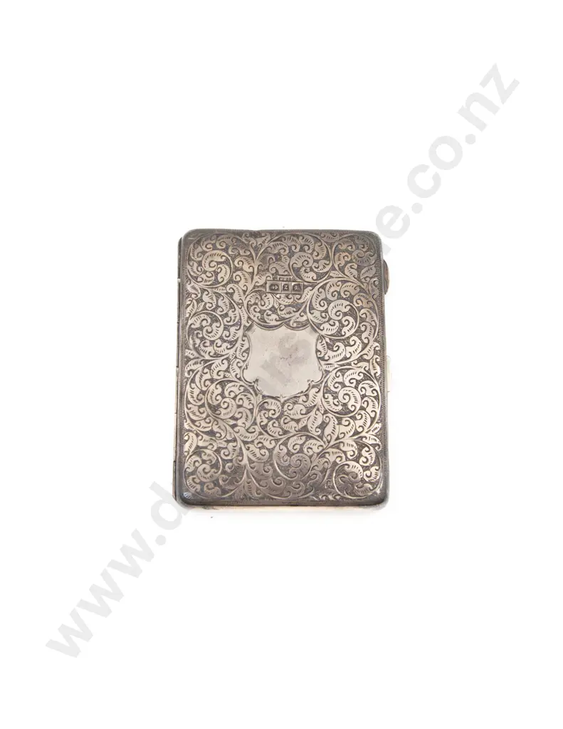 Cased Victorian S/S All Bright Cut Engraved Calling Card/Note Pad Case Image 1++