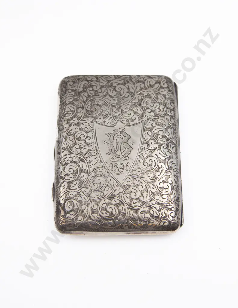 Victorian S/S All Bright Cut Engraved Calling Card/Note Pad Case Image 1++