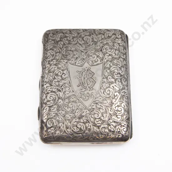 Victorian S/S All Bright Cut Engraved Calling Card/Note Pad Case