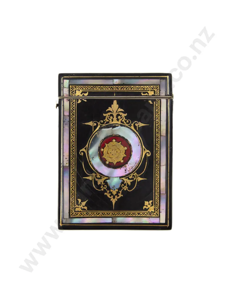 Victorian Black Lacquer Calling Card Case Image 1++