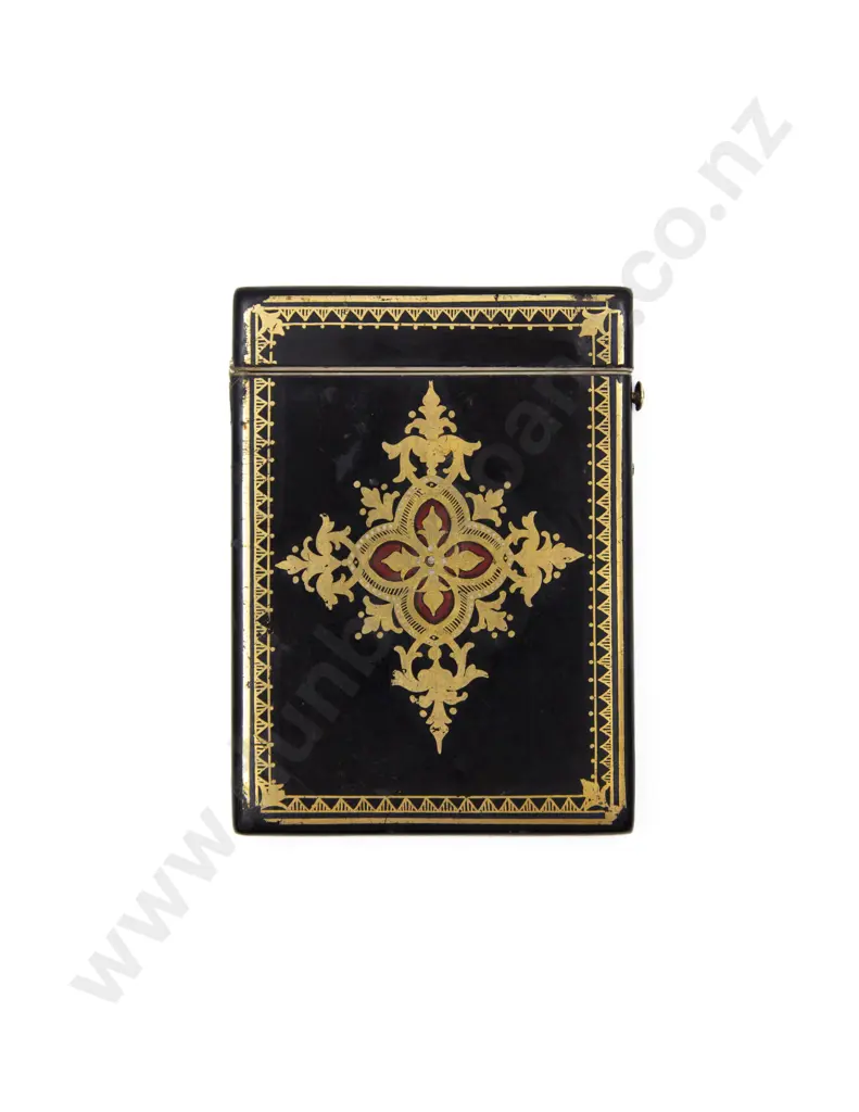 Victorian Black Lacquer Calling Card Case Image 1++