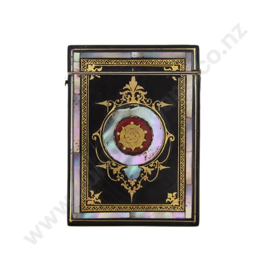 Victorian Black Lacquer Calling Card Case