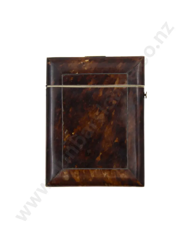 Victorian Tortoise Shell and Engraved MOP Calling Card Case Image 1++