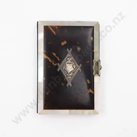 Victorian Tortoise Shell MOP and S/S Inlay Calling Card Case