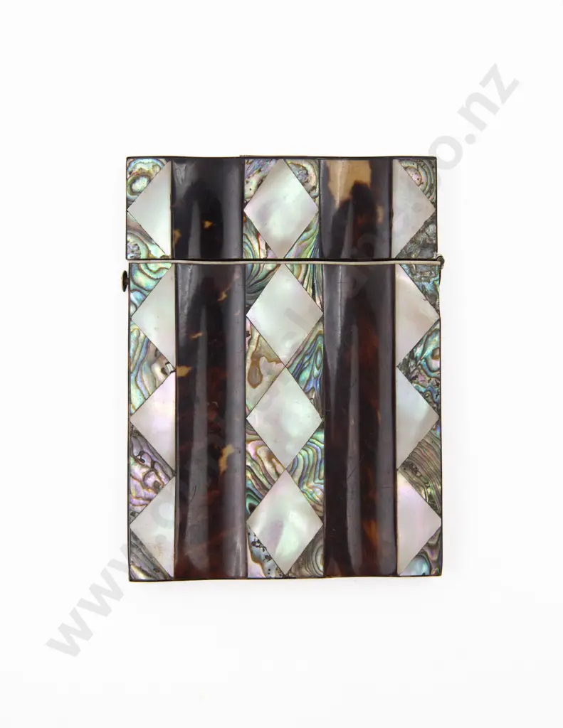 Victorian MOP Tortoise Shell and Abalone Calling Card Case Image 1++