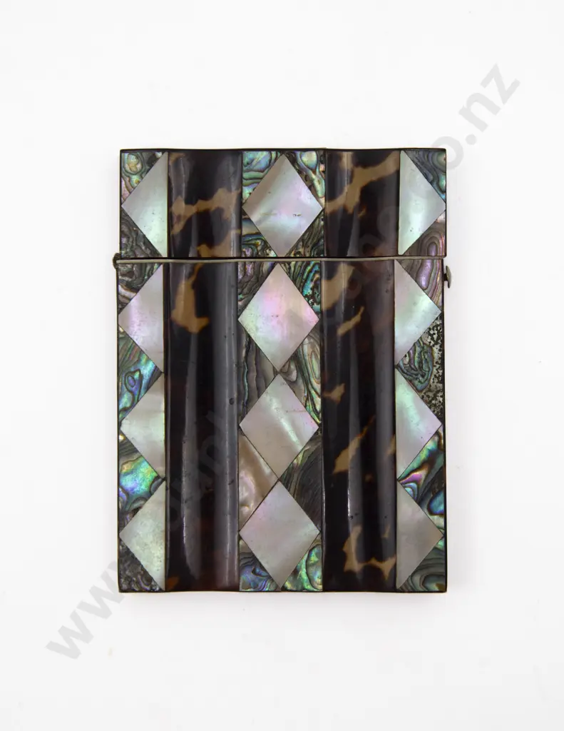 Victorian MOP Tortoise Shell and Abalone Calling Card Case Image 1++