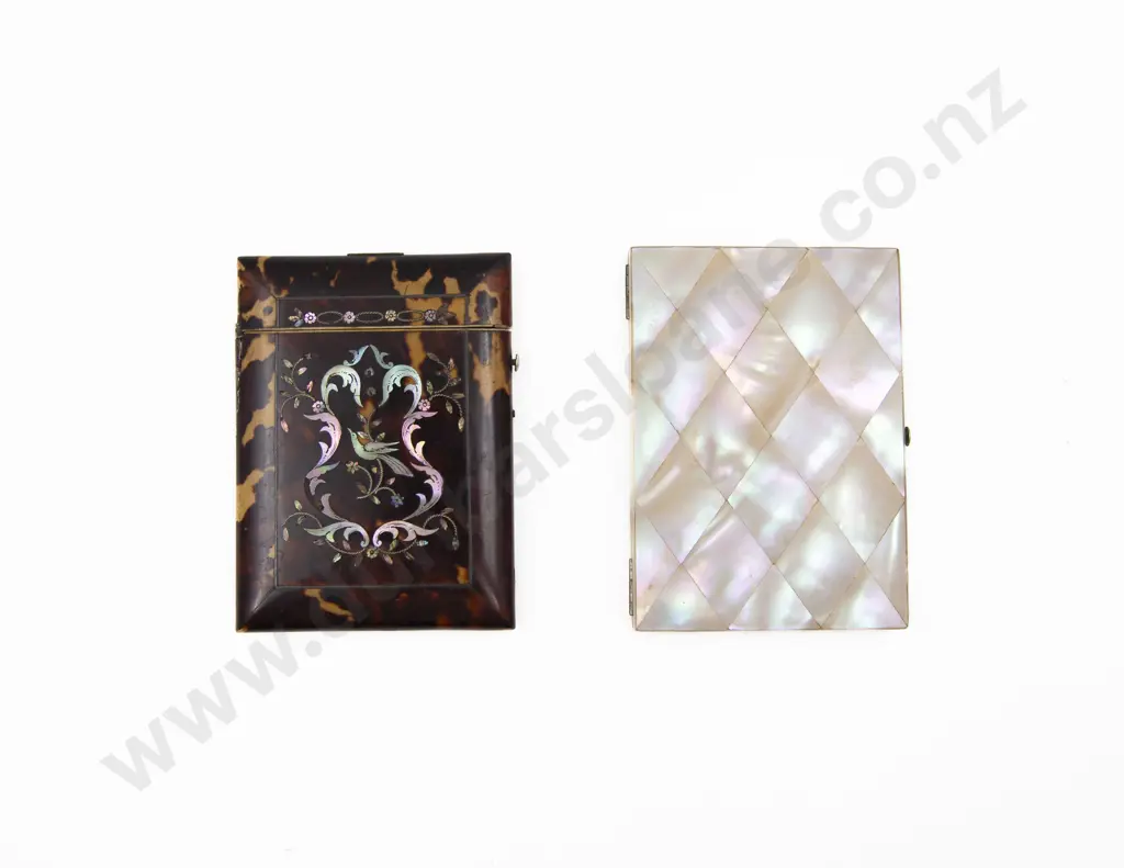Victorian Inlaid Tortoise Shell Calling Card Case Image 1++