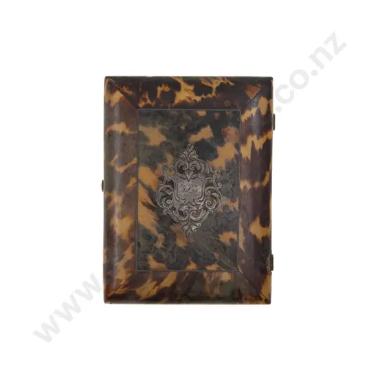 Victorian S/S Inlaid Tortoise Shell Calling Card Case
