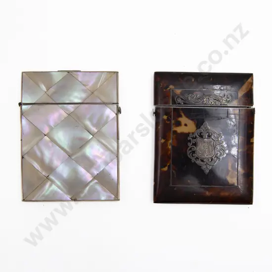 Victorian S/S Inlaid Tortoise Shell Calling Card Case and MOP Case