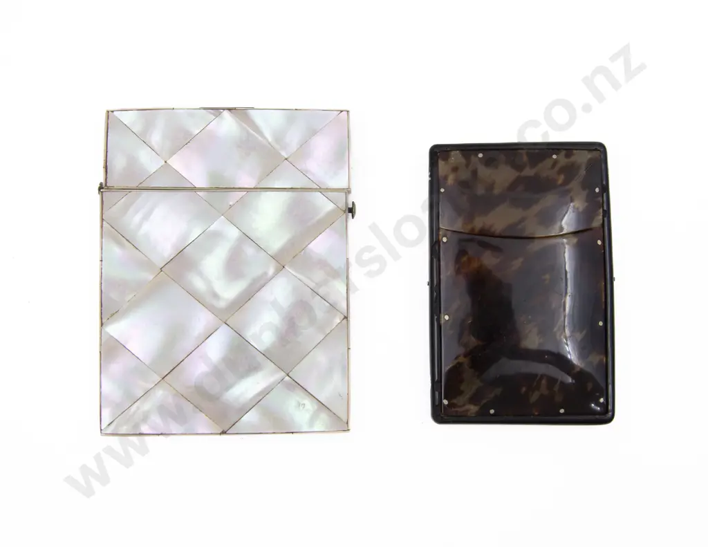 Victorian MOP Calling Card Case and Tortoise Shell Card Slide Image 1++