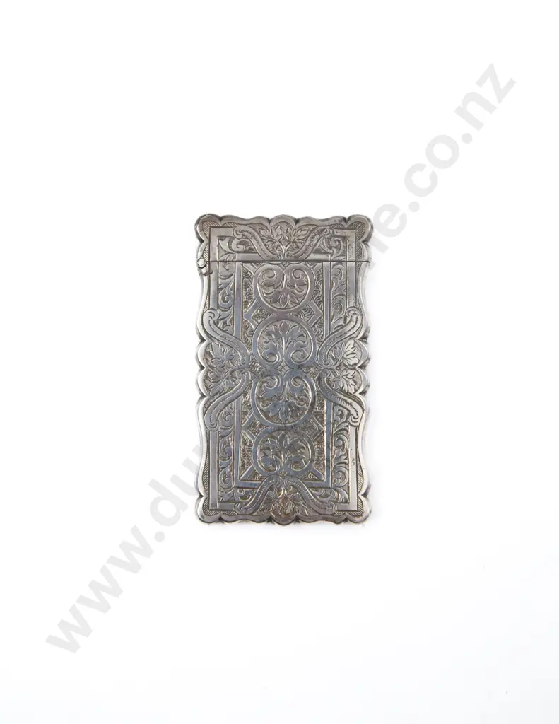 Victorian S/S All Bright Cut Engraved Calling Card Case Image 1++