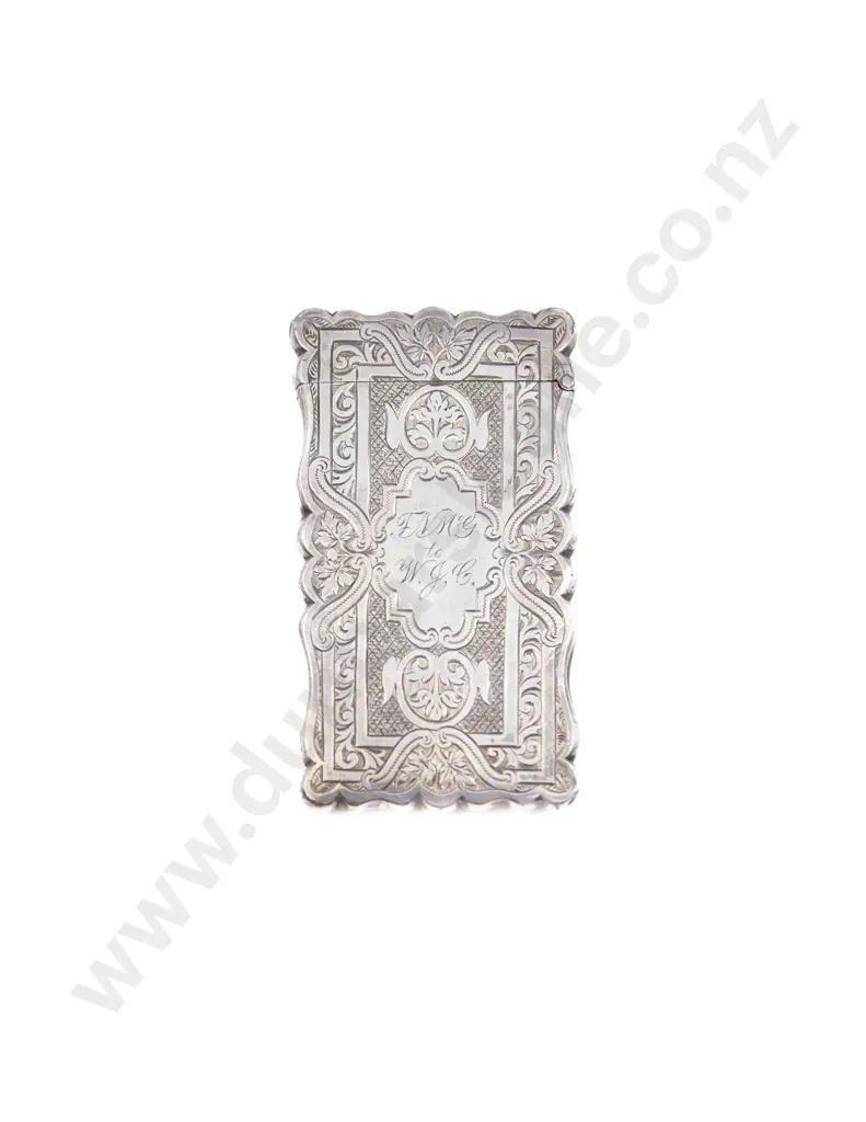 Victorian S/S All Bright Cut Engraved Calling Card Case Image 1++