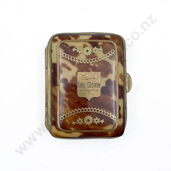 Victorian Small Tortoise Shell Brass Inlaid Purse