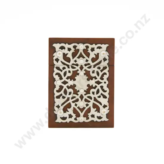 C19th Anglo Indian Sandalwood and Ivory Overlay Calling Card Case