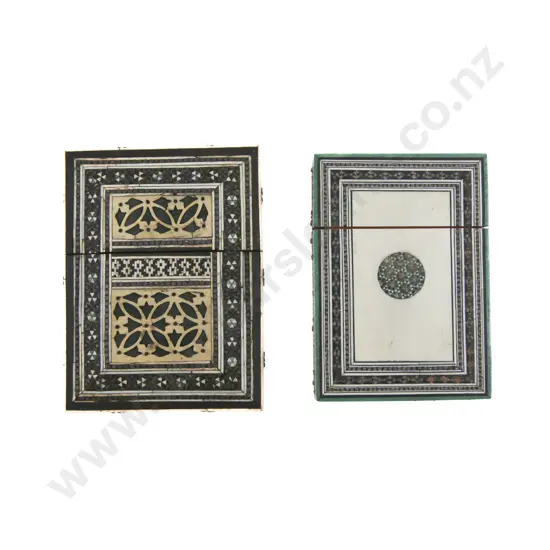 Two C19th Anglo Indian Vizagapatam Ivory and Sandalwood Micro-Mosaic Calling Card Cases