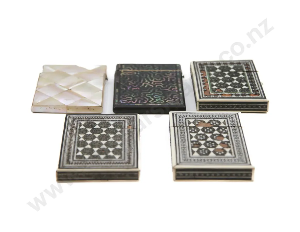 Three C19th Anglo Indian Sandalwood and Micro-Mosaic Calling Card Cases Image 1++