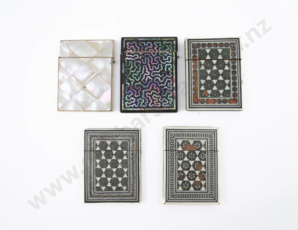 Three C19th Anglo Indian Sandalwood and Micro-Mosaic Calling Card Cases Image 1++